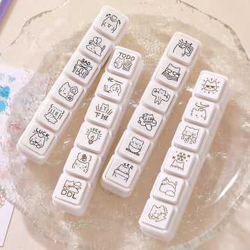Xinmi 6 in 1 Cute Kawaii Cat Stamps Set Linkable Mini Neko Roller Seals for Bullet Journal Planner – Kawaii Stationery Scrapbooking Supplies Gift for Cat Lovers