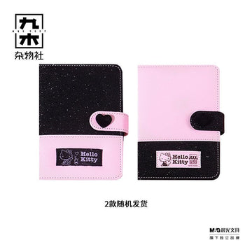 Hello Kitty A6 Magnetic Clasp Notebook Journal – Kawaii Pink Black Glitter PU Leather Planner Diary for Girls