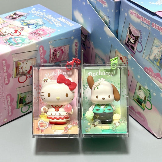 Sanrio Characters Sparkling Stars Blind Box Mini Figure Keychain | Hello Kitty Kuromi My Melody Pompompurin Cute Anime Bag Charm Birthday Gift