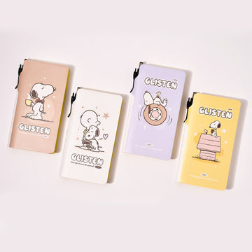 Snoopy Glisten A7 Notebook with Pen Holder - Cute Portable Pocket Diary for Students, Kawaii Stationery Gift, Random Design (4 Colors)