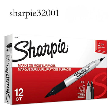 Sharpie Permanent Marker Pens Twin Tip Fine & Ultra Fine Point – Waterproof Oil-Based Ink for Lab, Office & Craft Use, 12 Count Box