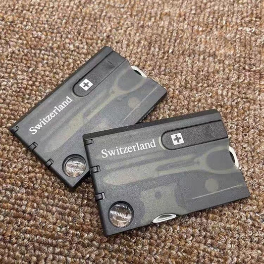 Swisscard Lite Multi-Tool Card – Sizerland 11-in-1 Pocket Knife Card for Camping, Hiking & EDC | Slim Wallet Tool Card for Men