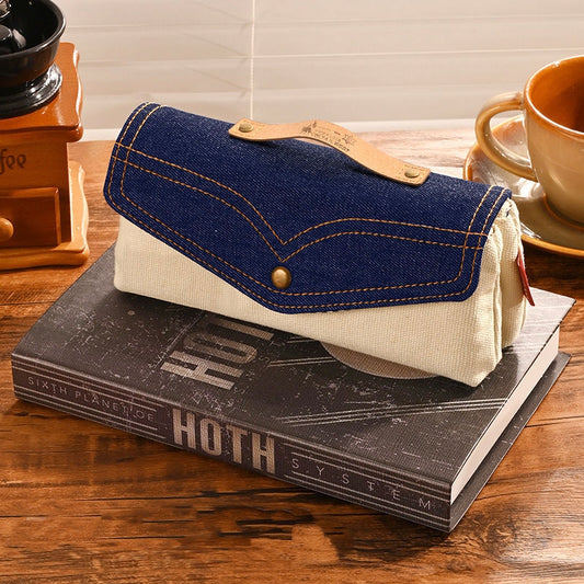 Large Capacity Denim Pencil Case for Women – Aesthetic Vintage Canvas Pen Pouch, Cute Stationery Organiser for School & Office
