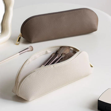 Large Capacity Leather Pencil Case Aesthetic Zipper Pen Pouch for Women Girls – Cute Stationery Organiser & Makeup Brush Bag 2026