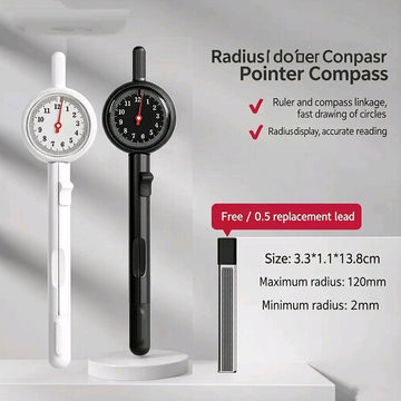 Radius Pointer Compass – High Precision Metal Drawing Compass with Dial Indicator for Geometry, Exam & Technical Drawing