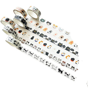 Cute Cat Washi Tape Set – Kawaii Decorative Masking Tape for Journaling Scrapbooking & Planner Decoration
