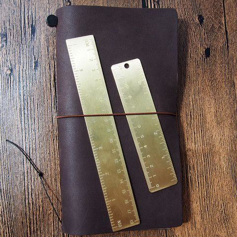 Handmade Brass Ruler Bookmark for Traveler's Notebook – Vintage Copper Pocket Measuring Ruler