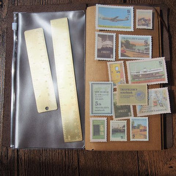 Handmade Brass Ruler Bookmark for Traveler's Notebook – Vintage Copper Pocket Measuring Ruler