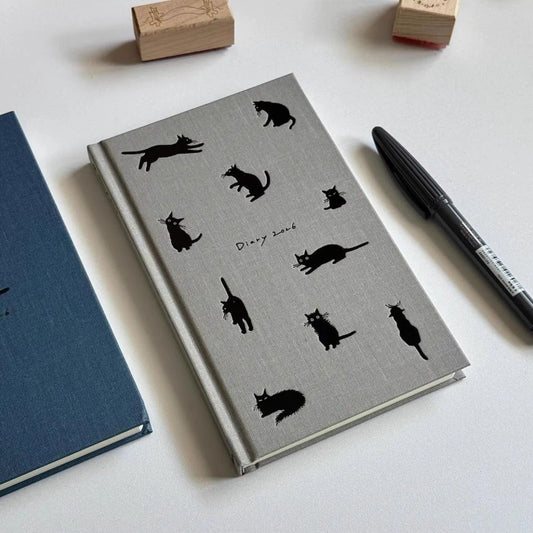 2026 Midori Cat B6 Fabric Diary Planner | Japanese Hobonichi Style Daily Schedule Notebook