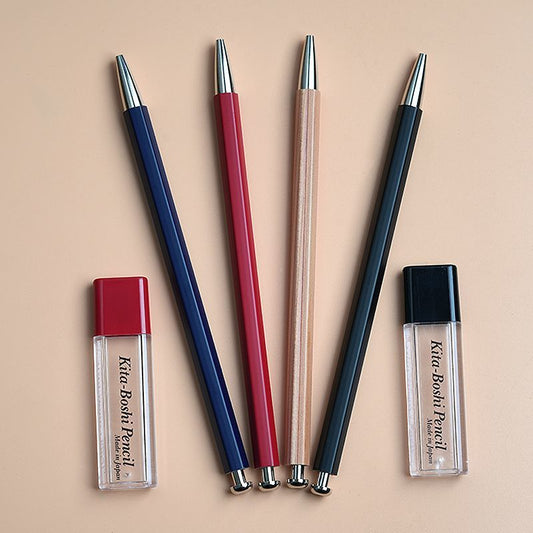 Kita-Boshi Pencil 2mm Mechanical Pencil – Japanese Wooden Barrel Clutch Pencil for Drawing, Sketching & Drafting (OTP-680NST)