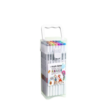 12 Colour Dual-Tip Acrylic Marker Pens Set | Waterproof Opaque Paint Markers for Kids, Students & Artists | Permanent Art Markers for Rock, Canvas, Wood & Fabric