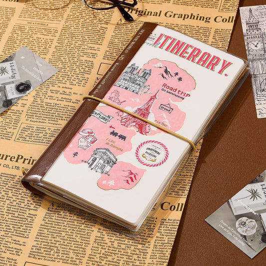 ESAER TN Traveller's Notebook – Paris Vintage Map Cover | Passport Size Kraft Paper Travel Journal Diary with Elastic Band | Scrapbook Gift for Journalers