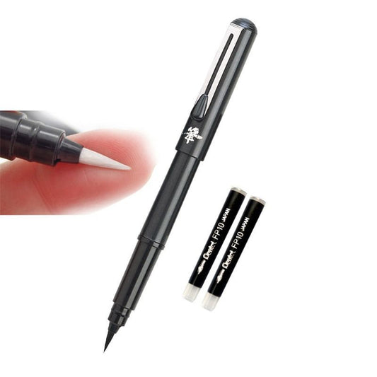 Pentel Pocket Brush Pen GFKP – Japan Portable Calligraphy Brush Pen with 2 FP10 Ink Refills | Waterproof Pigment Ink for Lettering, Illustration & Sketching
