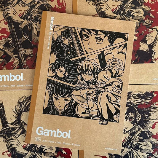 Kokuyo Gambol B5 Kraft Paper Notebook – Demon Slayer Anime Limited Edition 2-Pack | 7mm Ruled 40 Sheets Student Study Notepad Manga Fan Gift