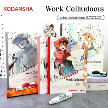 PLUS x Cells at Work Anime Limited Edition Glue-Bound Notebook – Set of 5 | Kodansha Licensed Manga Cover Embossed Notepad for Students & Anime Fans