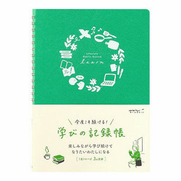 Midori Lifestyle Habits Record Notebook – Learn & Money Edition | Japan Habit Tracker Study Log & Household Budget Planner Spiral Notebook Gift