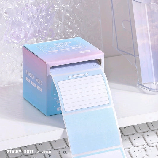 Pull-Out Sticky Note Dispenser Box 256 Sheets – Dot Grid, Lined & To-Do List Memo Pad, 4 Pastel Colours