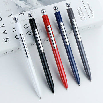 Heavy Metal Gel Pen with Silver Ball Top – Weighty Click Signature Pen, 5 Colours