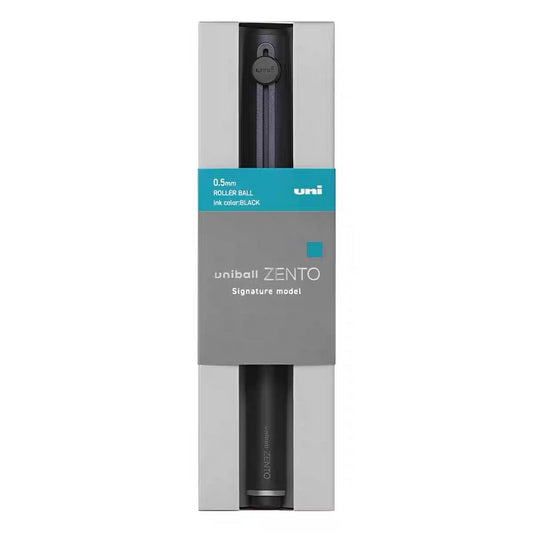Uni-ball Zento Signature Metallic Black 0.5mm rollerball pen premium gift box packaging