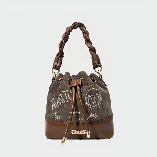 Brown Bucket Bag Cute Bear Charm Crossbody 2026