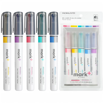 KOKUYO mark+ Two-Tone Highlighter Marker Set of 5