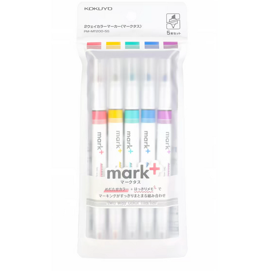 KOKUYO mark+ Two-Tone Highlighter Marker Set of 5