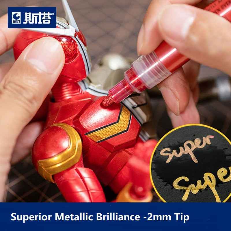STA 8 Color Golden Shine Marker,Superior Metallic Brilliance 2mm Tip - TTpen