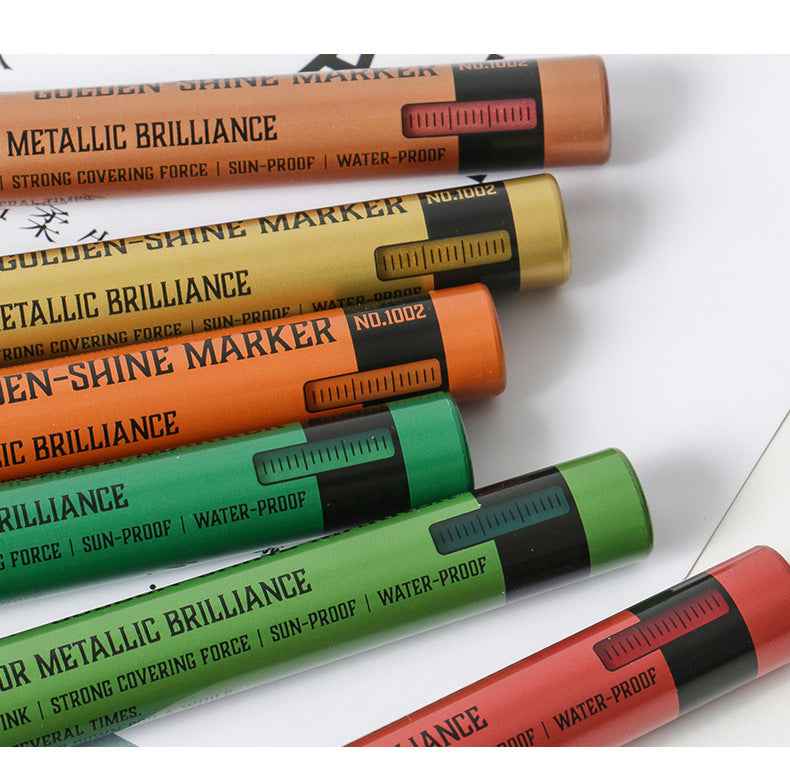 STA 8 Color Golden Shine Marker,Superior Metallic Brilliance 2mm Tip - TTpen