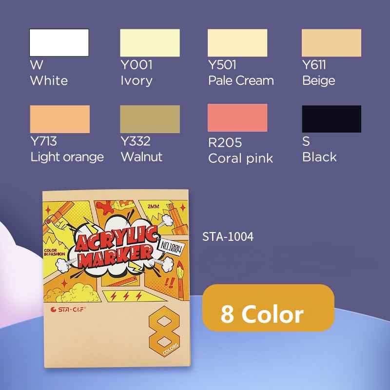 STA 8 Color Acrylic Paint Permanent Marker 2mm Tip - TTpen
