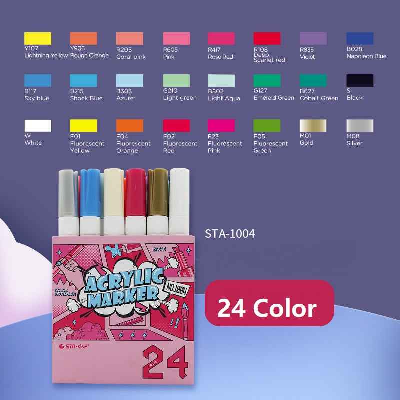 STA 24 Color Acrylic Paint Permanent Marker 2mm Tip - TTpen