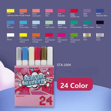 STA 24 Color Acrylic Paint Permanent Marker 2mm Tip - TTpen