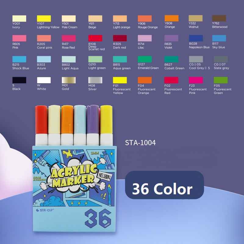 STA 36 Color Acrylic Paint Permanent Marker 2mm Tip - TTpen