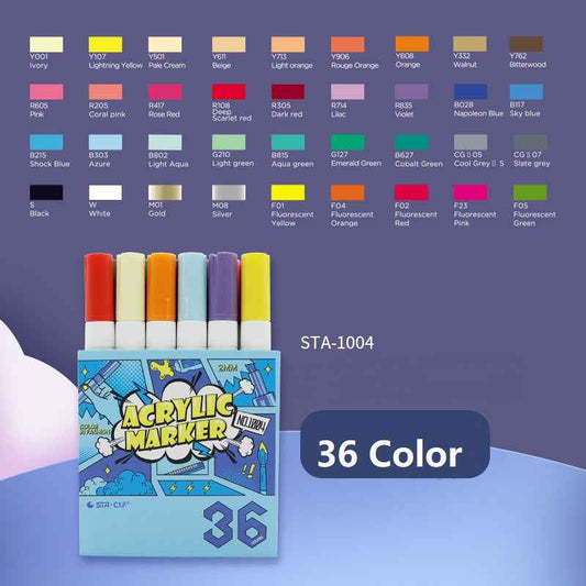 STA 36 Color Acrylic Paint Permanent Marker 2mm Tip - TTpen