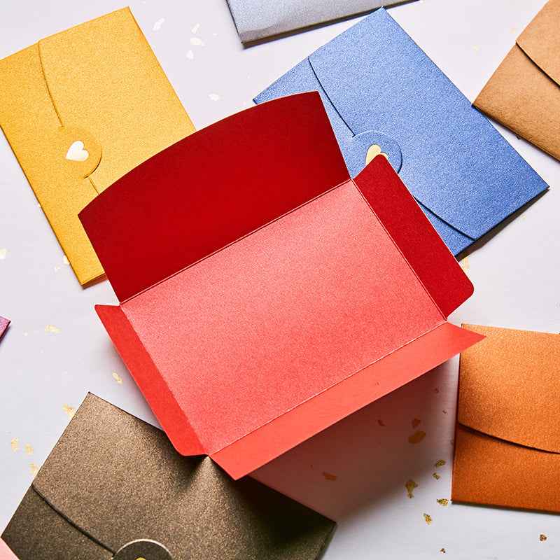 Kraft Mini Gift Card Envelopes with Gold Heart Shaped Clasp 48 Pack - TTpen