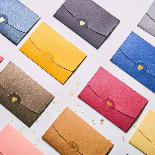 Kraft Mini Gift Card Envelopes with Gold Heart Shaped Clasp 48 Pack - TTpen