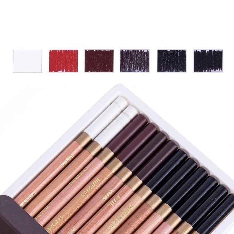 Mont Marte 12pcs Coloured Charcoal Pencils Drawing Set - TTpen