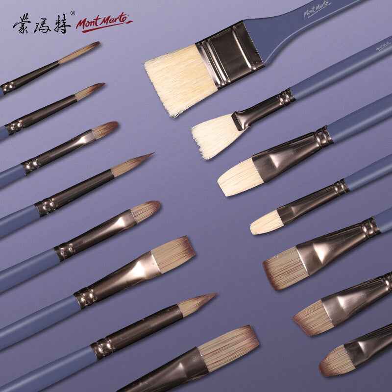 Mont Marte Premium Paint Brush Set 15 Piece,Roll Case with Magnetic Closure - TTpen