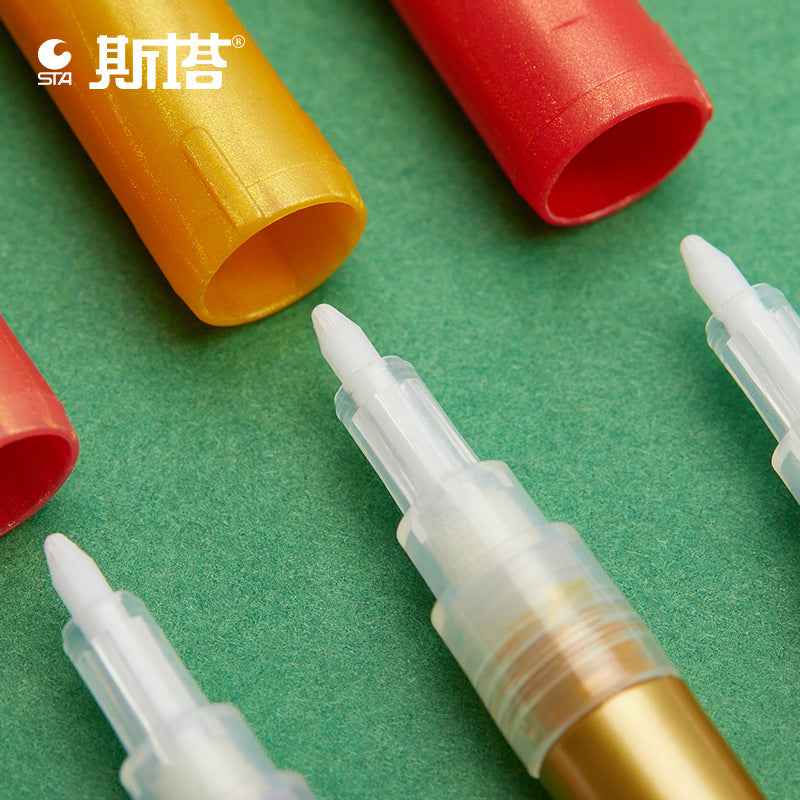 STA 8 Color Golden Shine Marker,Superior Metallic Brilliance 0.8mm Tip - TTpen