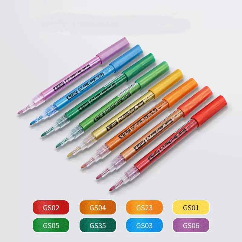 STA 8 Color Golden Shine Marker,Superior Metallic Brilliance 0.8mm Tip - TTpen