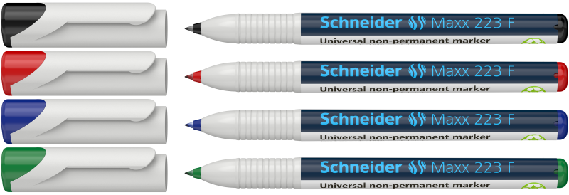 Schneider Maxx 223 F Non-Permanent Marker 0.7mm 4 Color Pack