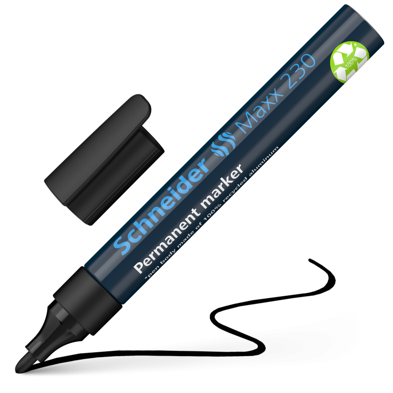 Schneider Maxx 230 Permanent Marker Pens 1-3mm Aluminium Body 4 Pack