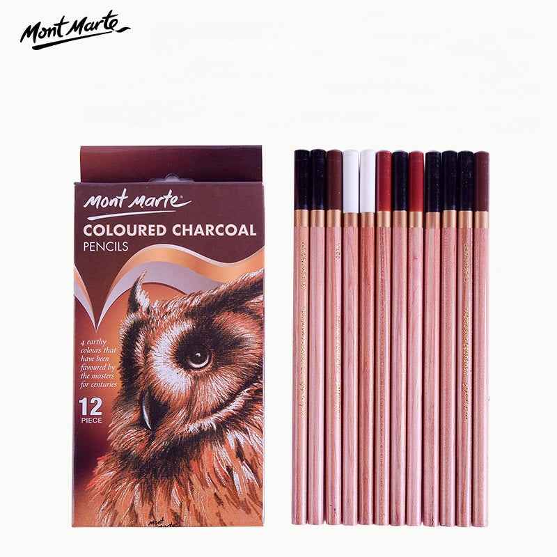 Mont Marte 12pcs Coloured Charcoal Pencils Drawing Set - TTpen