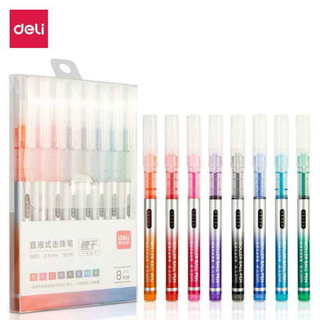 DELI S855 Liquid Ink Rollerball Pens 8 Color 0.5MM Fine Point - TTpen
