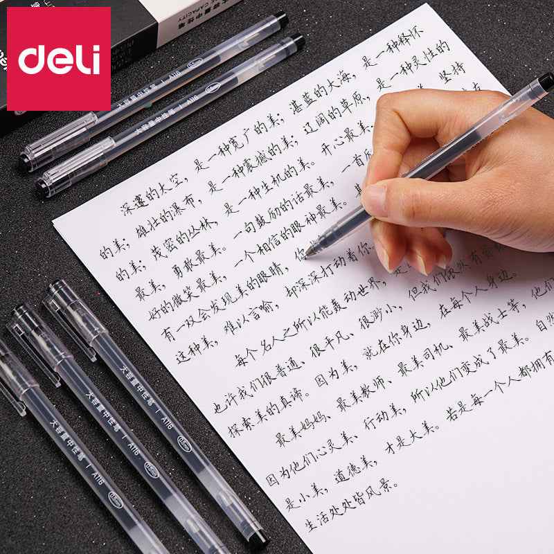 DELI A116 Large Capacity Gel Pen Needle Tip 0.5mm Fine Point 12 Pack - TTpen