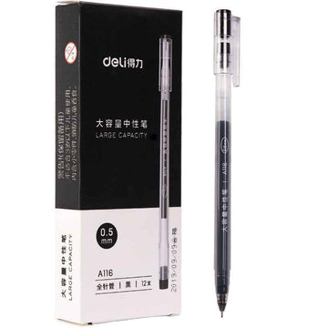 DELI A116 Large Capacity Gel Pen Needle Tip 0.5mm Fine Point 12 Pack - TTpen