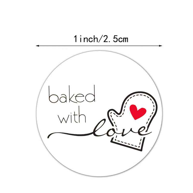 1000pcs Baked with Love Stickers,Round 1 Inch White and Brown Labels - TTpen