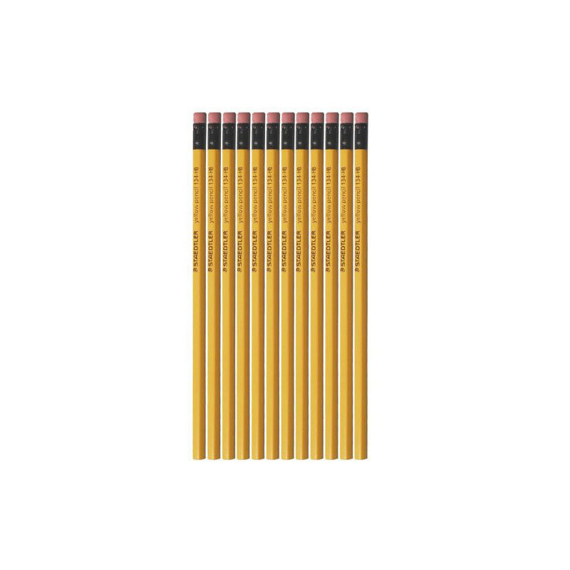 STAEDTLER 134 Yellow Pencils with Eraser,UN-Sharpened HB/2B,12 Pack