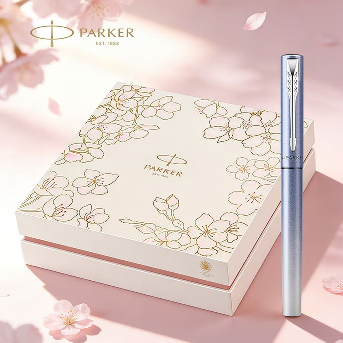 Parker cherry blossom gift box with blue Vector XL fountain pen