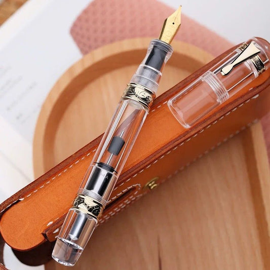 MAJOHN C5 Demonstrator Retractable Fountain Pen with nib extended