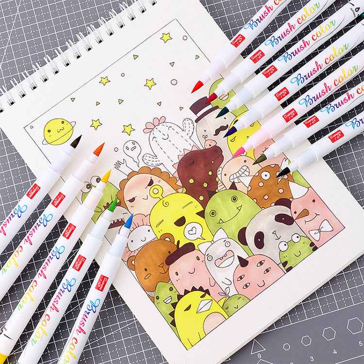 Guangna Flexible Brush Tip Marker Pens for Journaling Calligraphy 12 Color